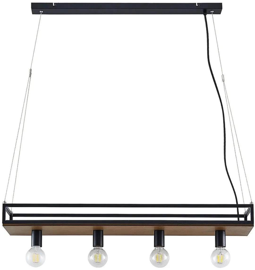 Lindby Hanglamp 4-lichts IJzer/Donkere grenen - 15W