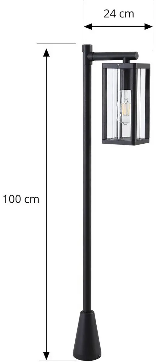 Lucande Tuinpadverlichting 15W E27 - Gegoten aluminium - 100cm - Zwart/Transparant
