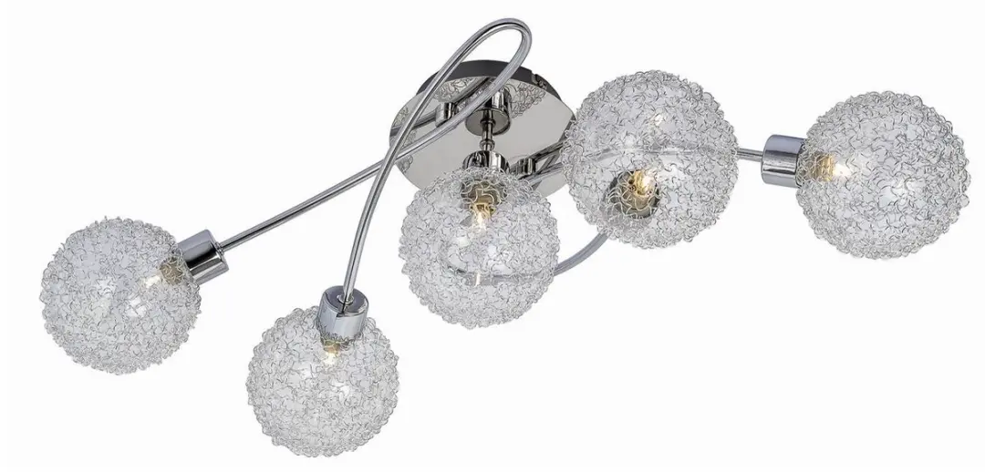 Lindby Plafondlamp 5xG9 Metaal Glas - 30cm - Zilver/Chroom