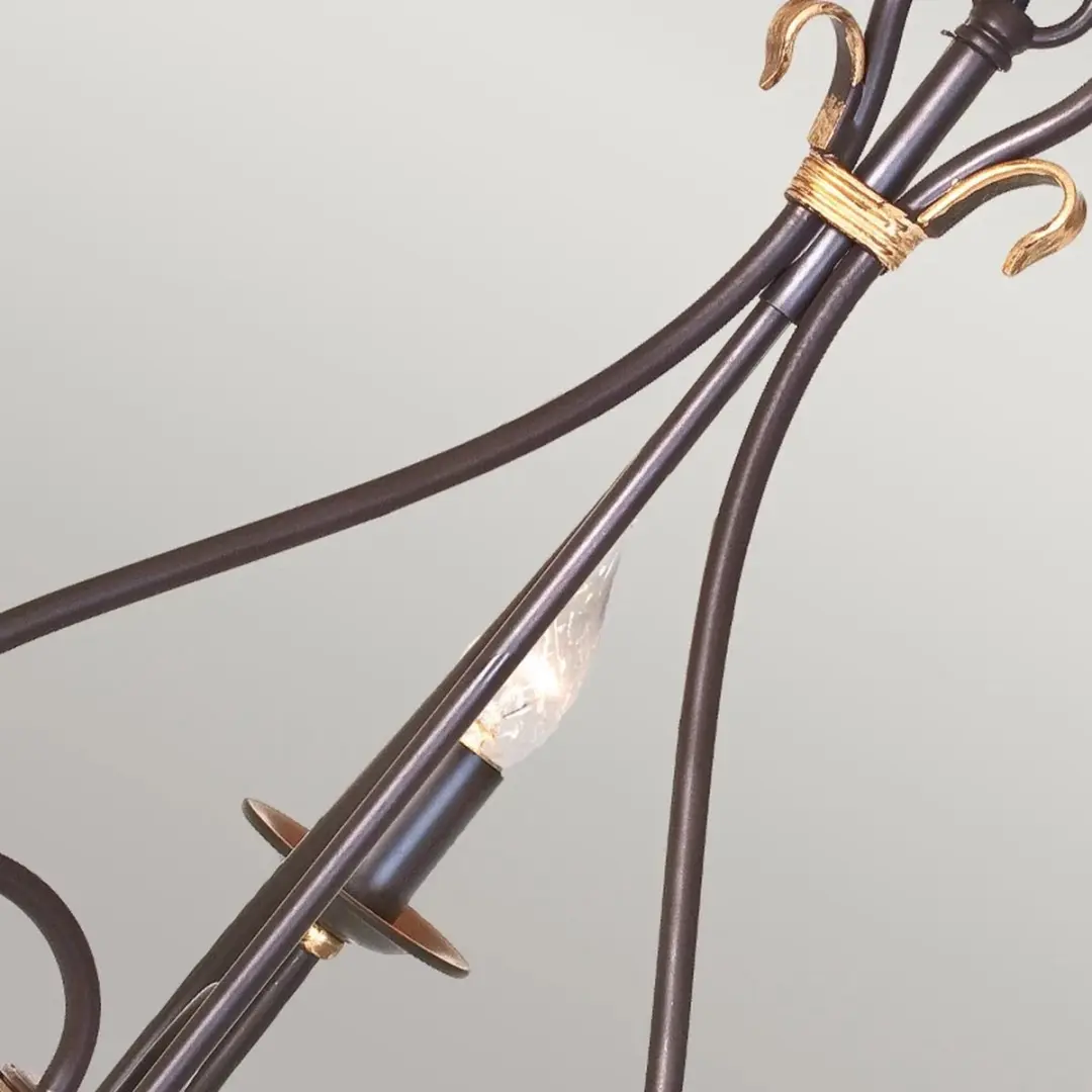 Elstead LED Kroonluchter 3x E14 60W - Dimbaar - Rust/Gold