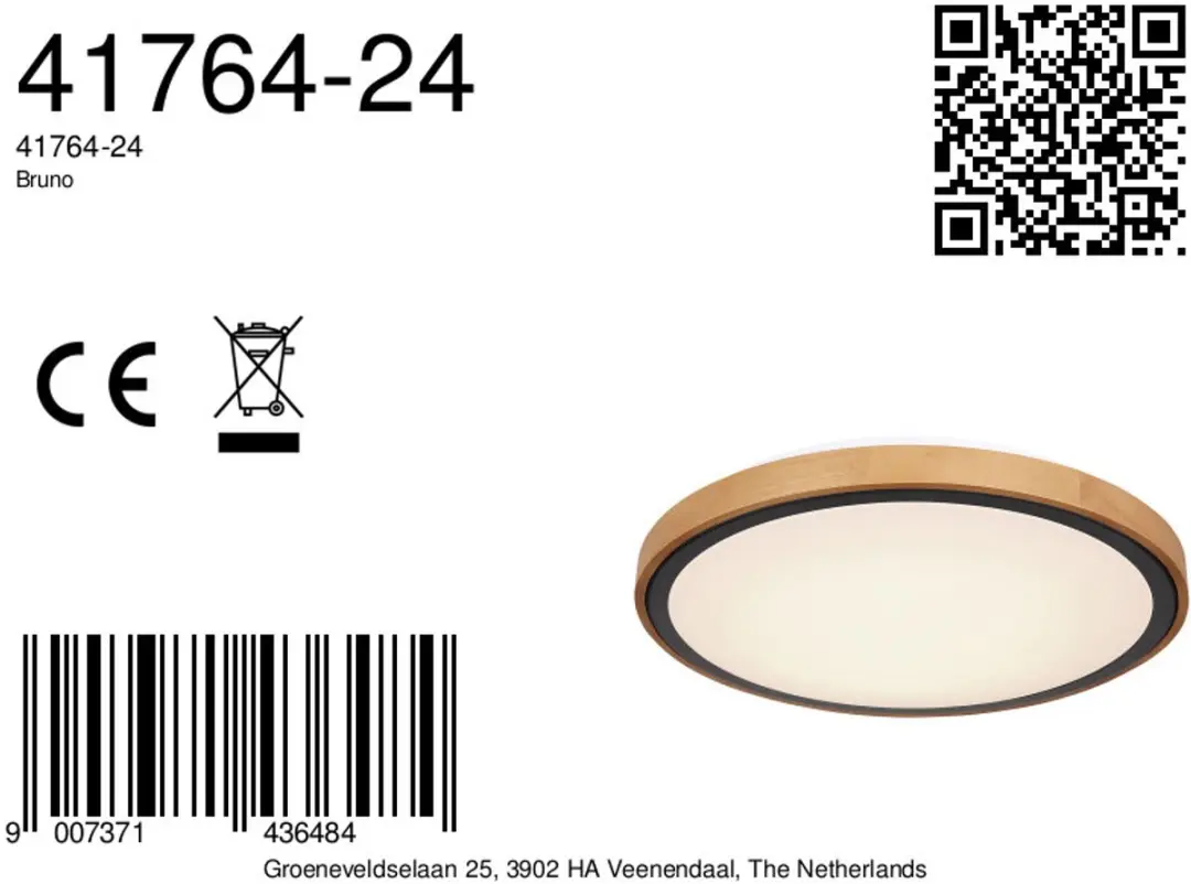 Globo Bruno Plafondlamp - Ø44cm - Zwart