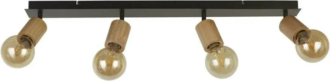Searchlight Spinny Spot Plafondlamp - 4 Lichts Hout/Zwart