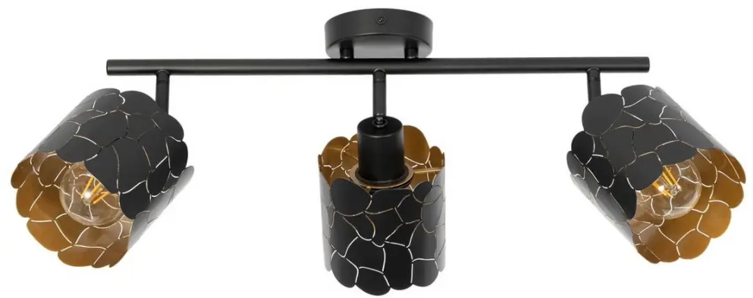 Lindby Plafondlamp 3-Lichts Metaal - Zwart/Goud