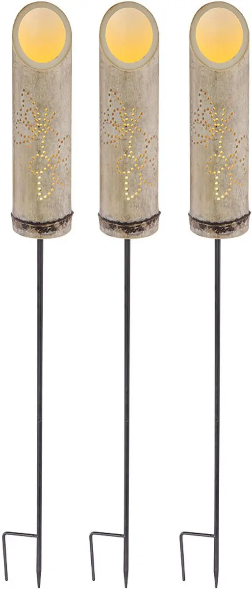 Globo Steeklamp Bamboe Solar 3000K