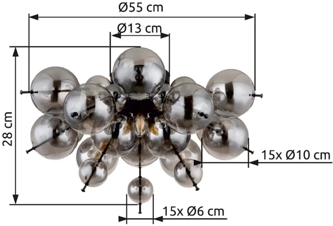 Globo Plafondlamp 3 Vlammen - 55x28cm - Grijs - afbeelding 6 van 6