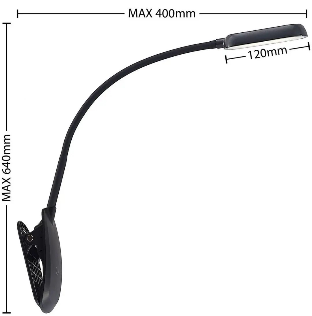 PRIOS Klemlamp met dimmer 4W - Zwart