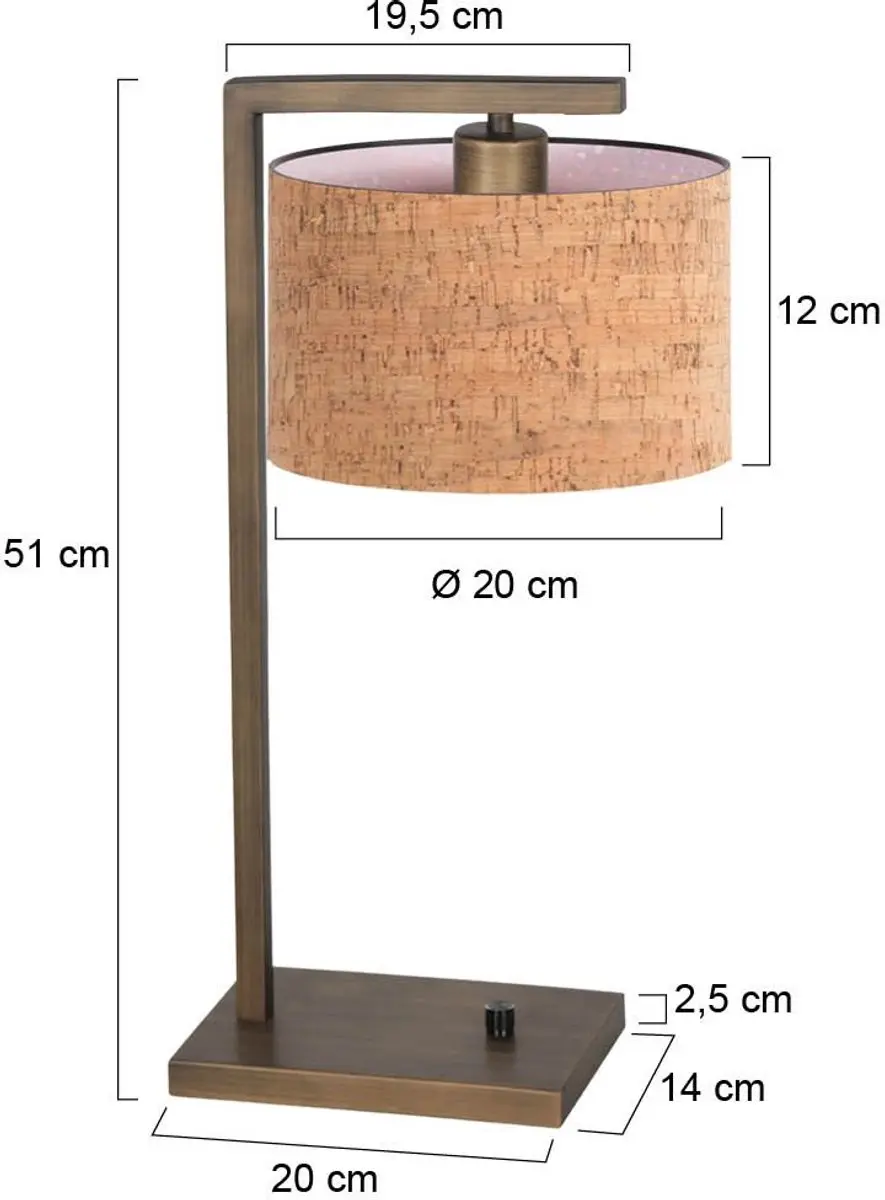 Steinhauer Stang 4900BR Bronzen Tafellamp - 40W - Beige - afbeelding 6 van 6
