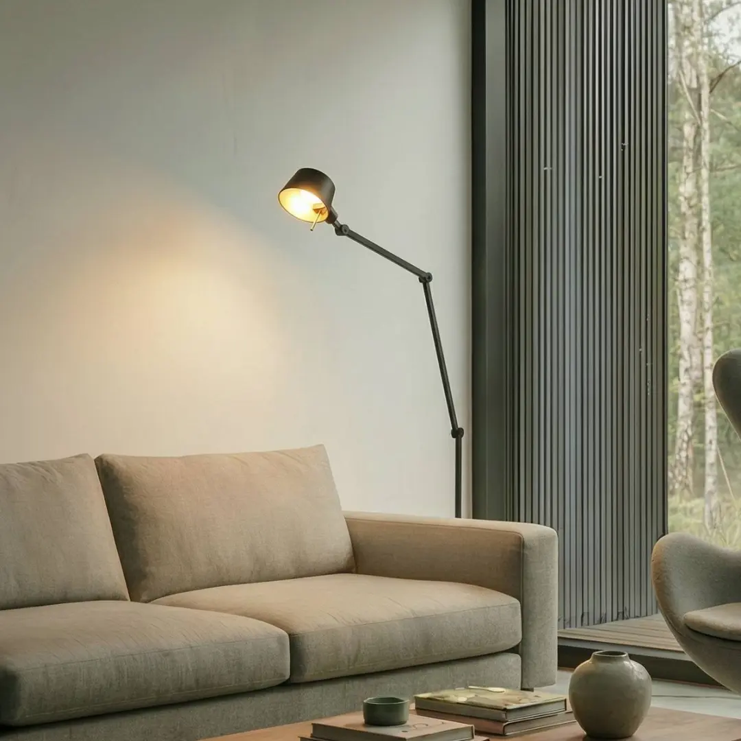 Lucande Vloerlamp Metaal 216cm - E27 - Zwart/Goud