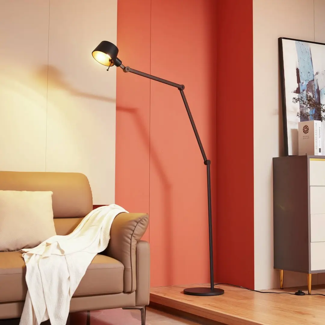 Lucande Vloerlamp Metaal 216cm - E27 - Zwart/Goud