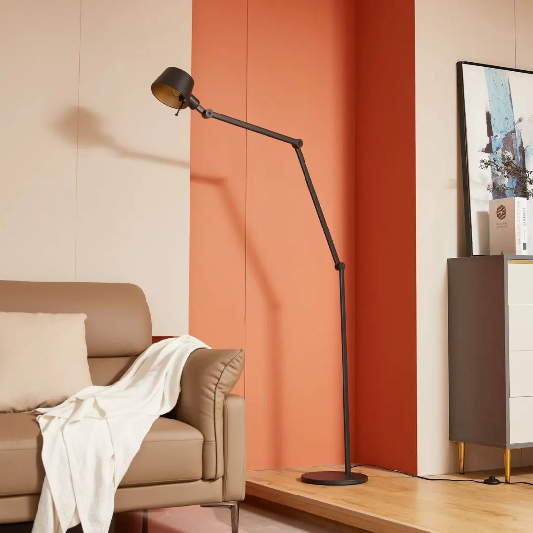 Lucande Vloerlamp Metaal 216cm - E27 - Zwart/Goud