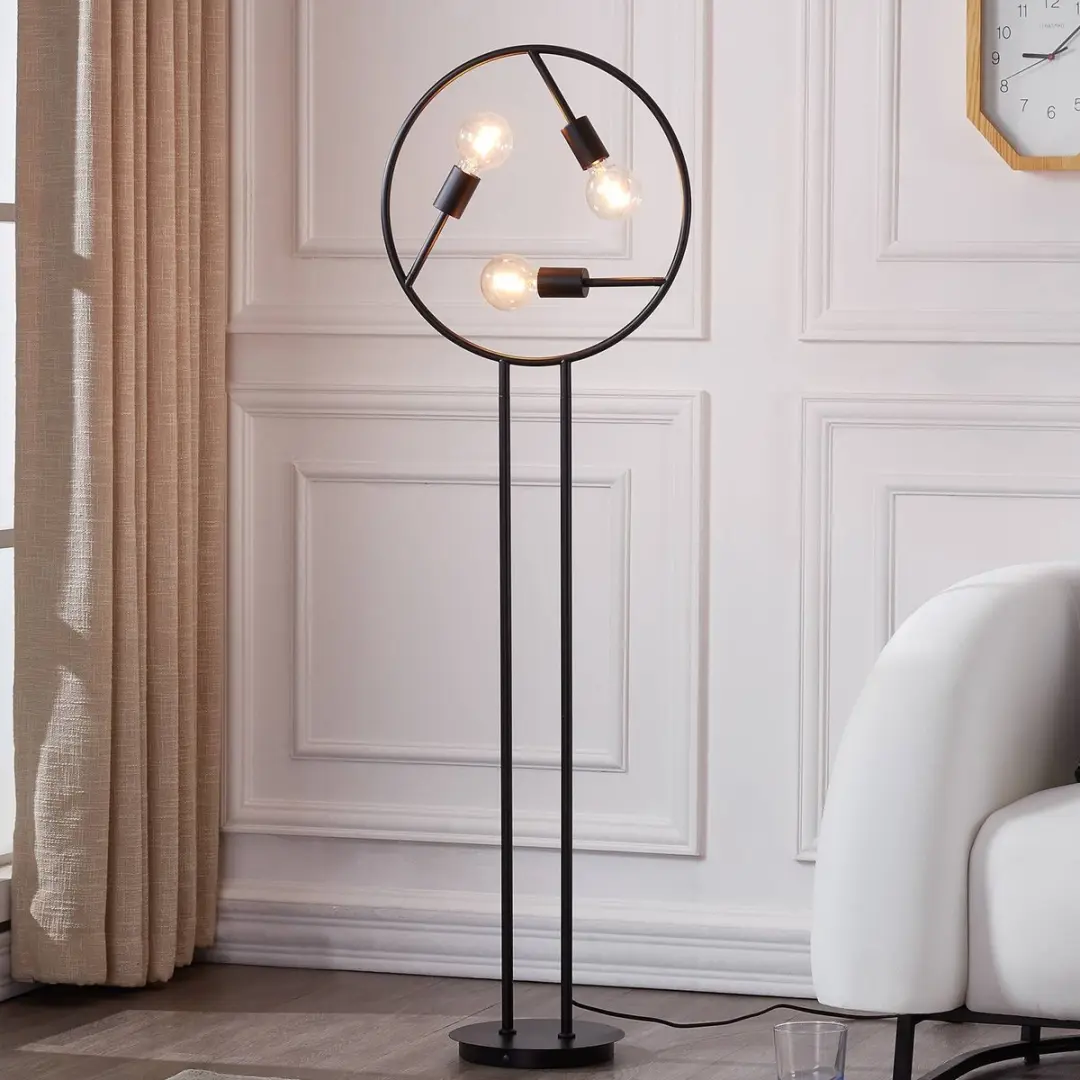 Lucande Vloerlamp 3-lichts IJzer 139cm - Zwart
