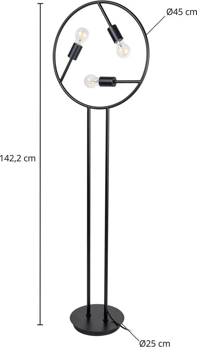 Lucande Vloerlamp 3-lichts IJzer 139cm - Zwart