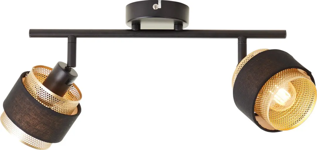 Brilliant Grove 2-Vlammige Spot - 2x D45 E14 28W - Zwart/Goud