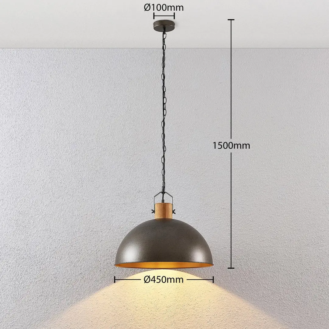 Lindby Hanglamp IJzerhout 1 Licht - E27 - Ø45cm - Metallic Groen