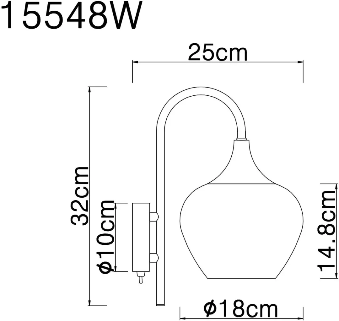 Globo Maxy Wandlamp E27 - Zwart - Ø18cm