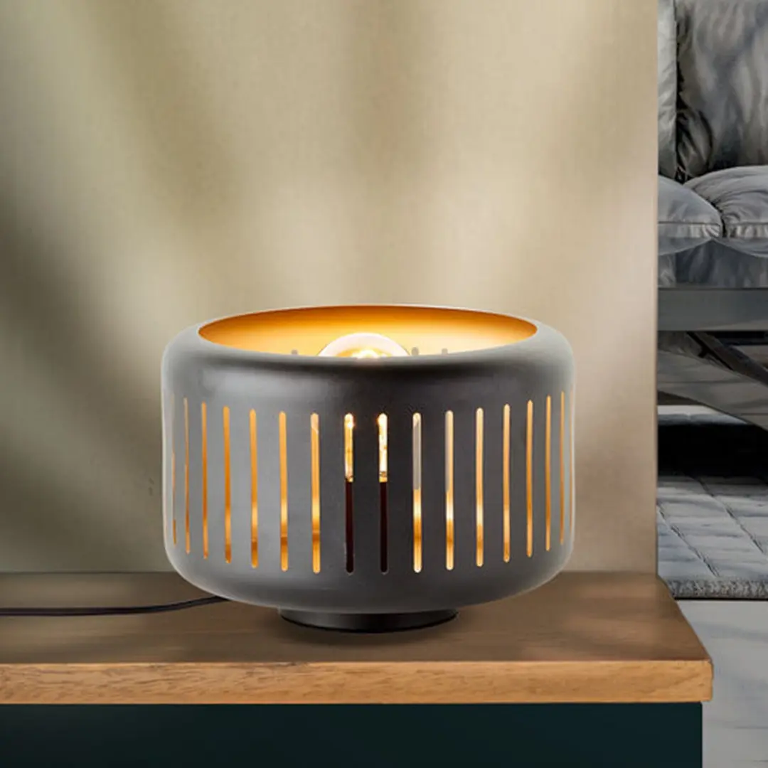 Brilliant Tyas Tafellamp E27 - Zwart/Goud
