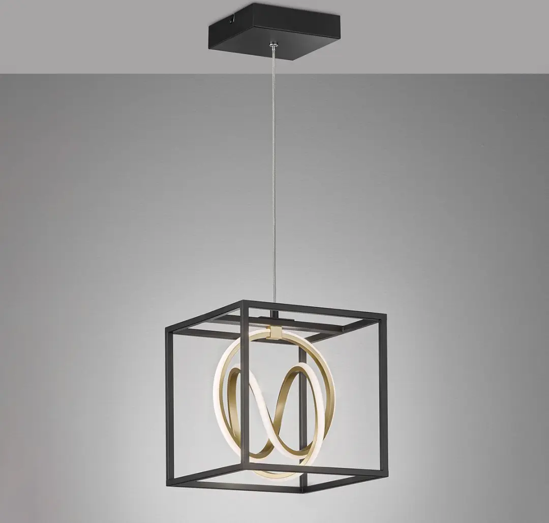 Fischer & Honsel Gisi Hanglamp - 3 Lichtpunten 15W - Zwart/Goud