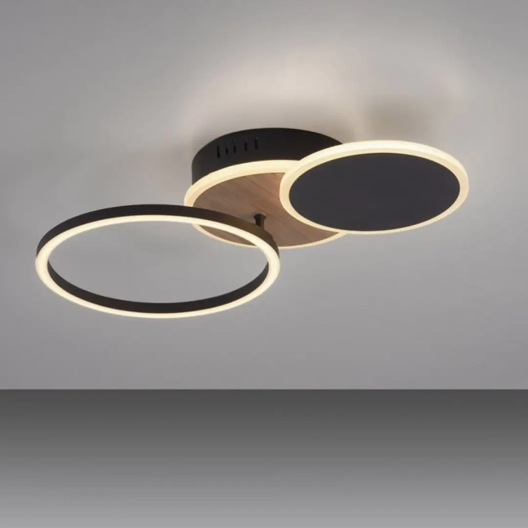 Paul Neuhaus Plafondlamp Baikal 3 - 33,5cm - Hout/Zwart - afbeelding 6 van 6