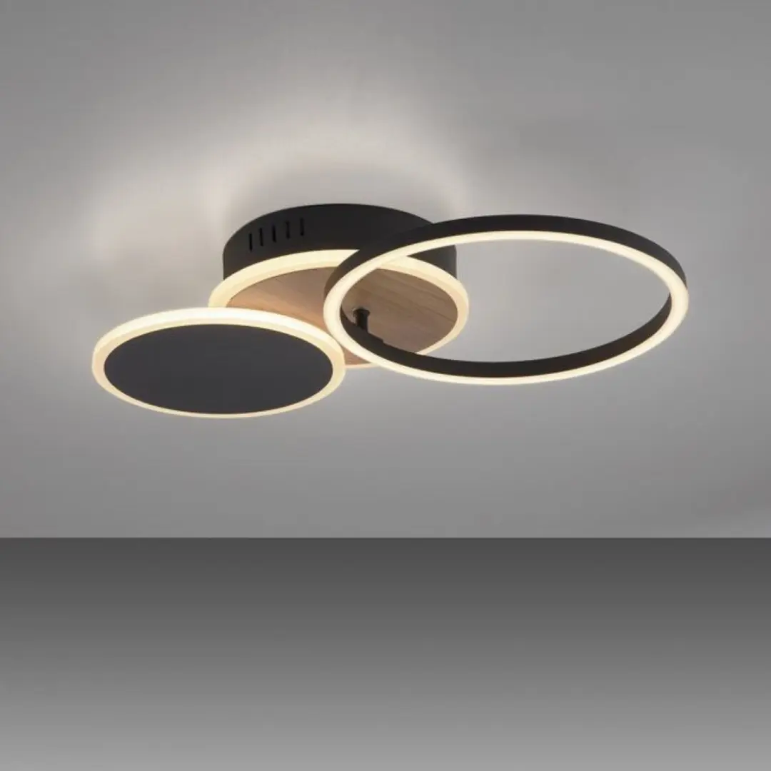 Paul Neuhaus Plafondlamp Baikal 3 - 33,5cm - Hout/Zwart