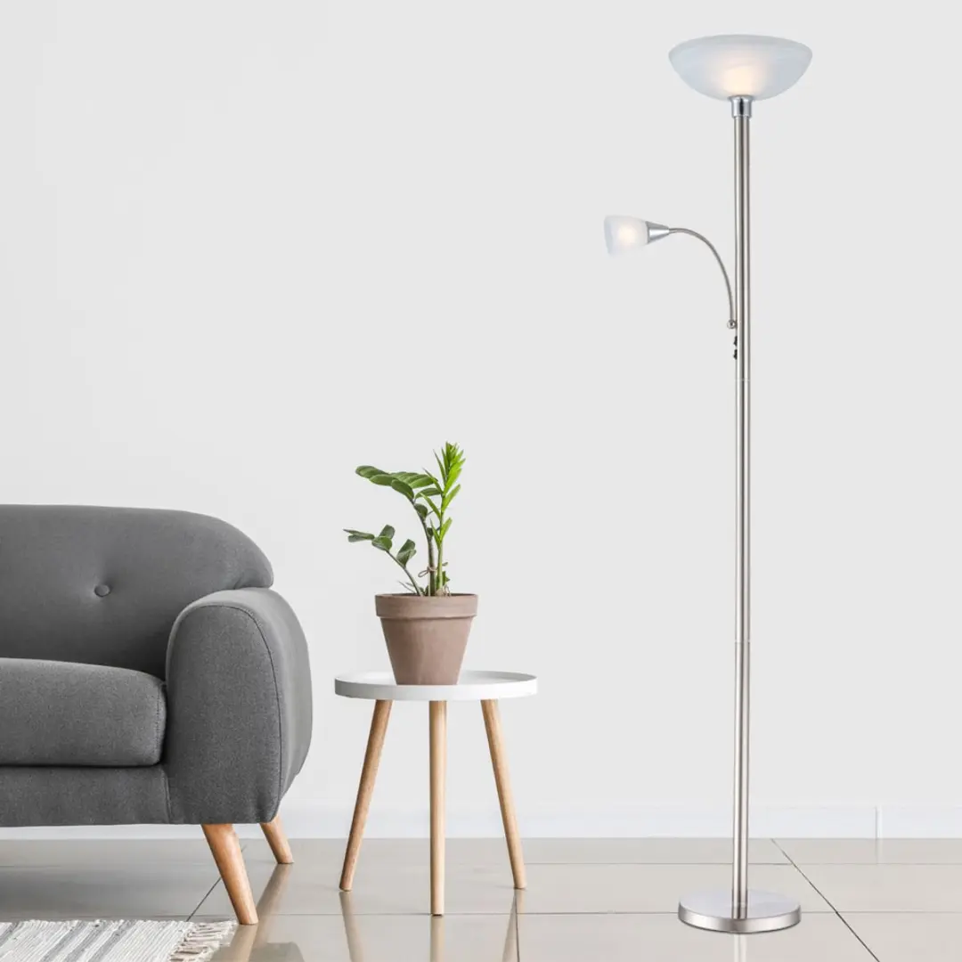 Globo Blade Vloerlamp Staal Ø30cm - 2 Lichtpunten