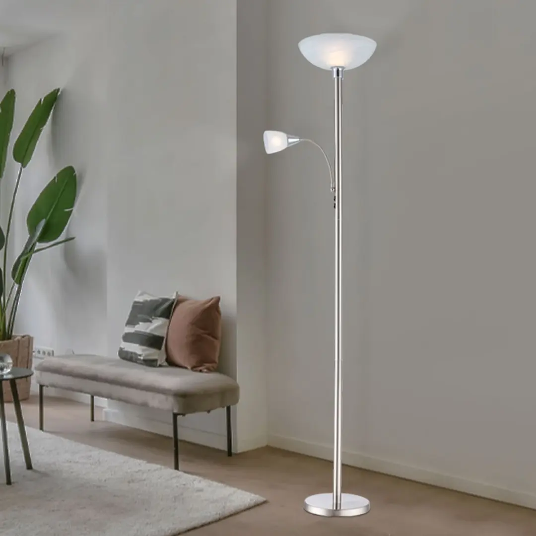 Globo Blade Vloerlamp Staal Ø30cm - 2 Lichtpunten