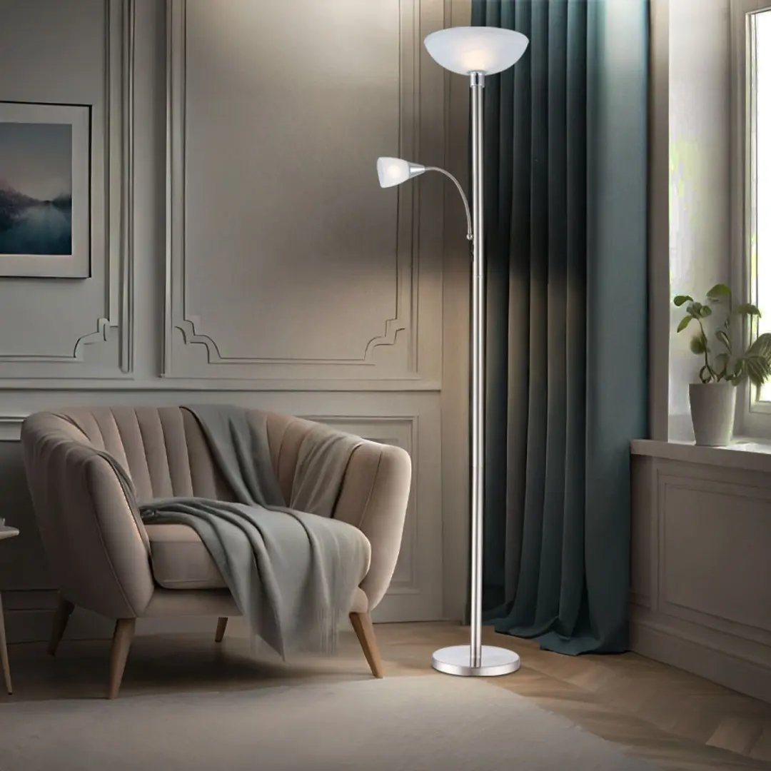 Globo Blade Vloerlamp Staal Ø30cm - 2 Lichtpunten