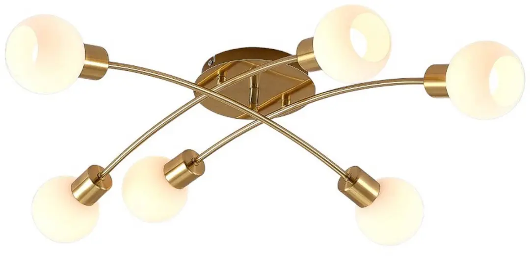 Lindby Plafondlamp 6x E14 - 24W - Messing/Wit