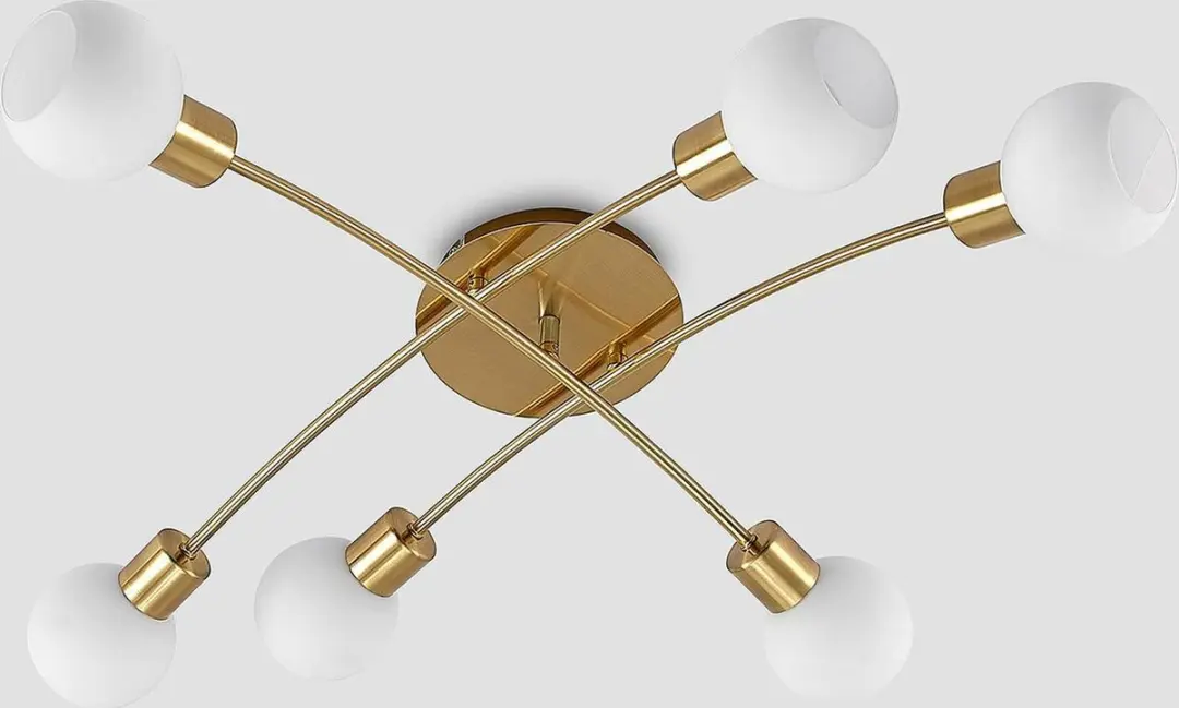 Lindby Plafondlamp 6x E14 - 24W - Messing/Wit
