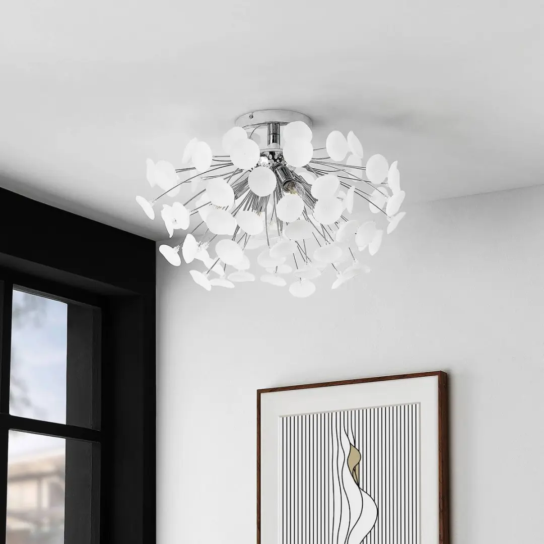 Lindby Plafondlamp 4 Lichtpunten Ø56cm - Chroom/Frost