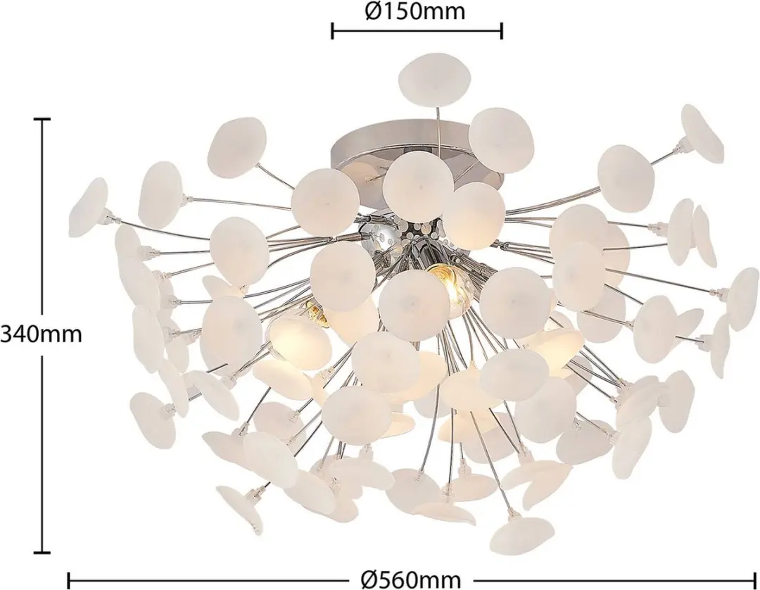 Lindby Plafondlamp 4 Lichtpunten Ø56cm - Chroom/Frost