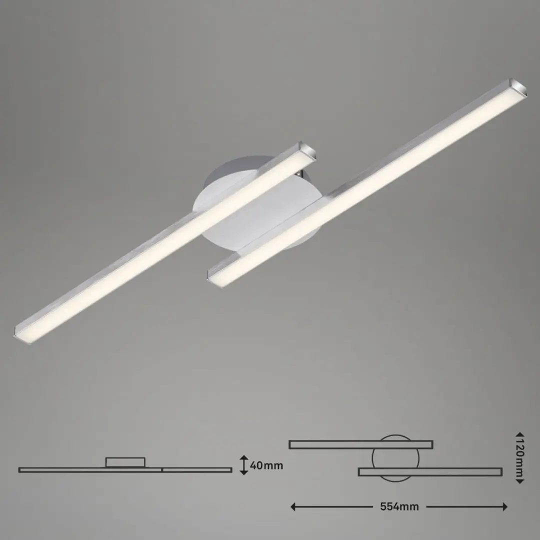 Briloner GO Plafonnière LED 12W - 2x6W - Aluminium - 55cm