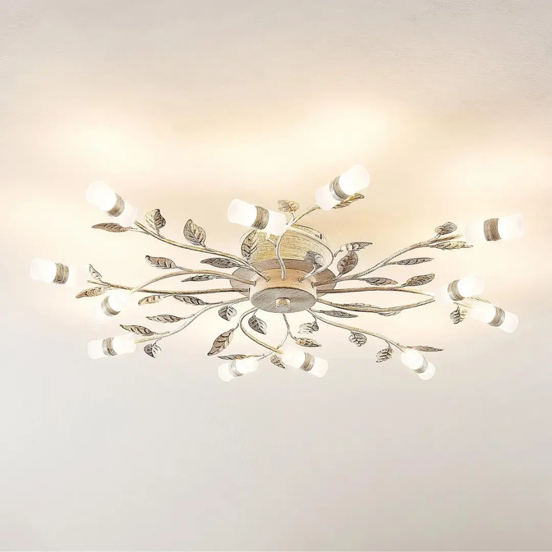 Lindby LED Plafondlamp 12-lichts 80cm - Brons/Wit