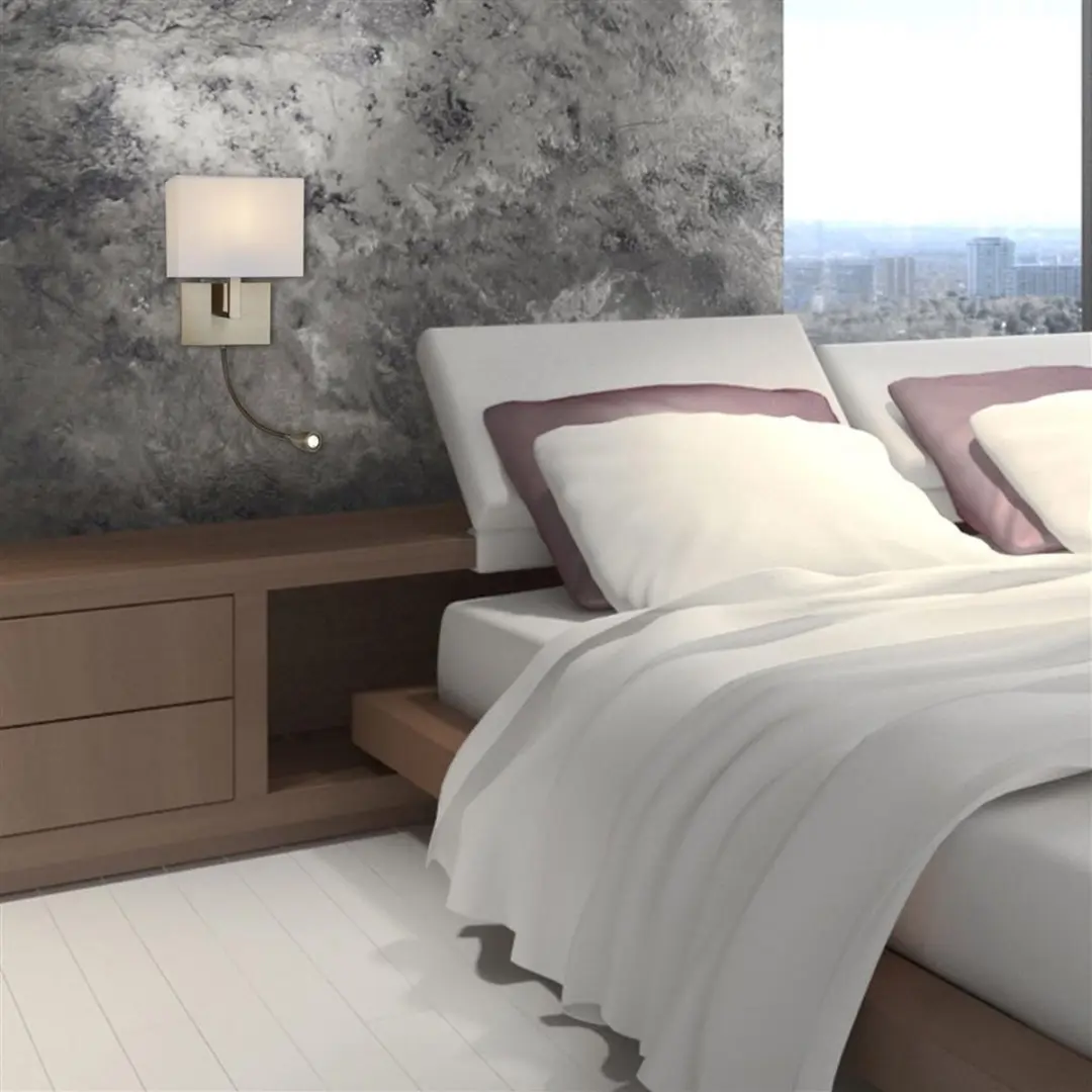 Searchlight Hotel Slaapkamer Wandlamp Goud - Wit
