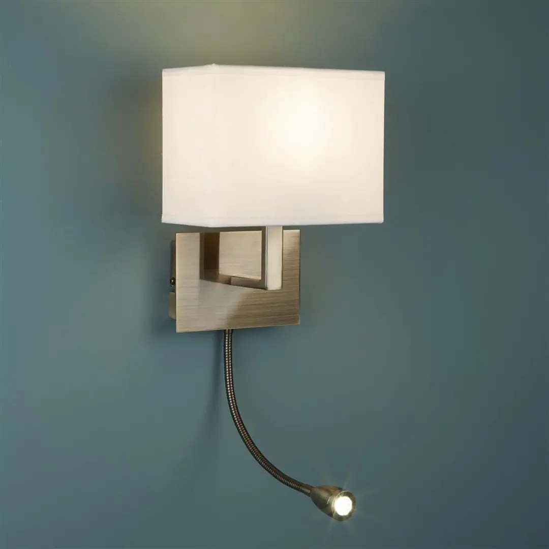Searchlight Hotel Slaapkamer Wandlamp Goud - Wit