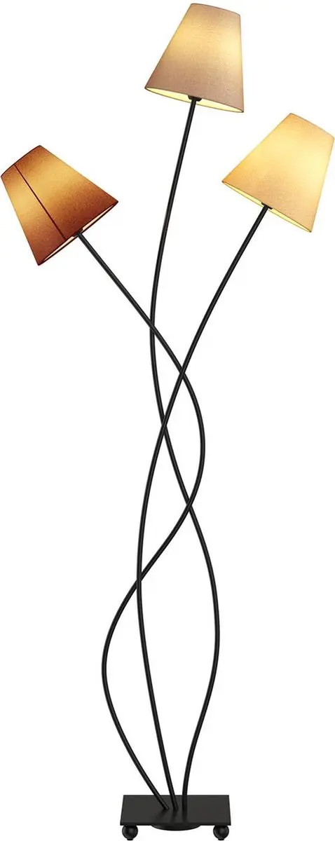 Lindby Vloerlamp 3-lichts Melis+ - 130cm - E14 - Bruin/Grijs/Crème/Zwart