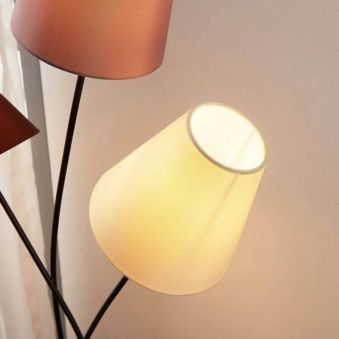 Lindby Vloerlamp 3-lichts Melis+ - 130cm - E14 - Bruin/Grijs/Crème/Zwart