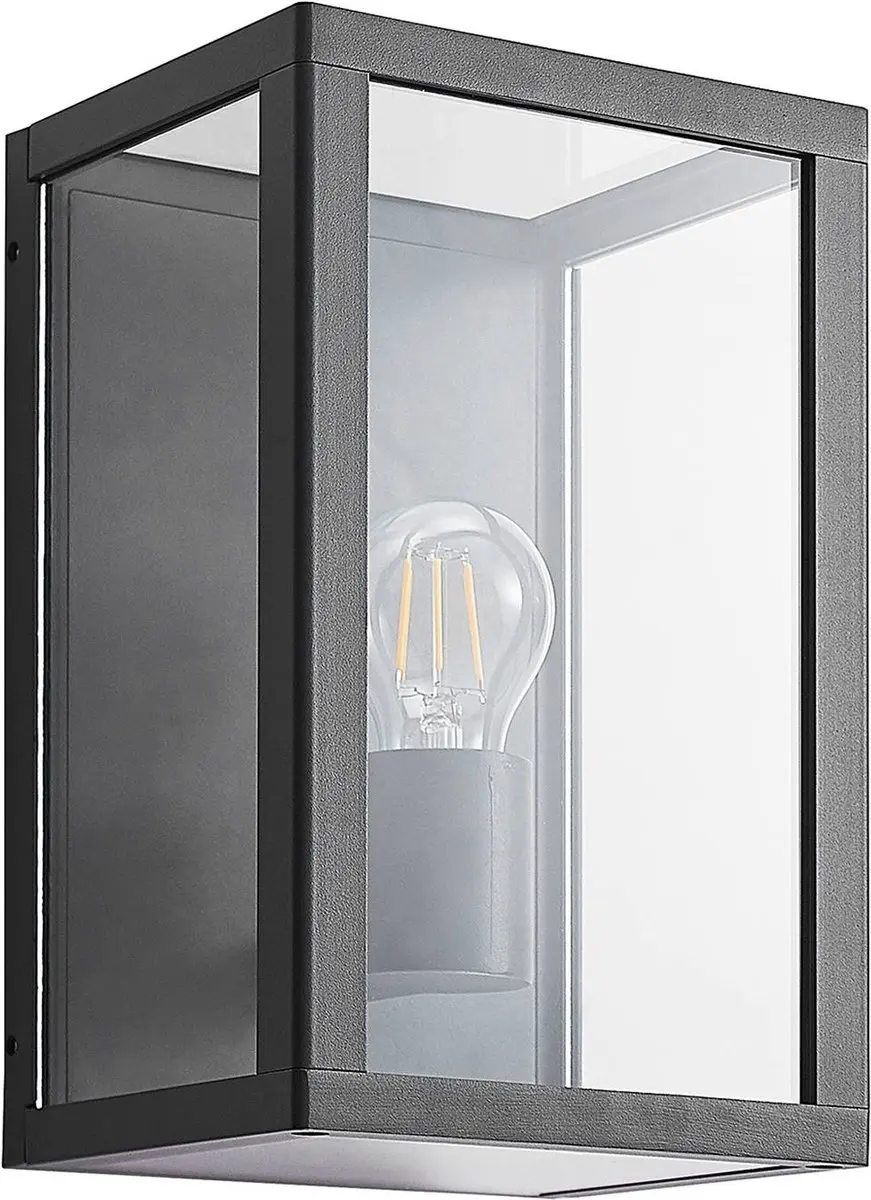 Lindby Wandlamp Buiten Aluminium Glas 1 Lichtpunt E27 - Antraciet