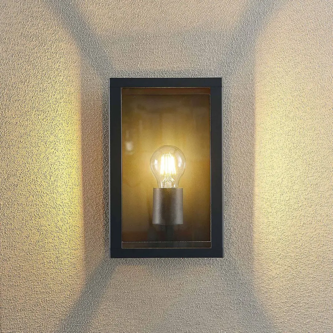 Lindby Wandlamp Buiten Aluminium Glas 1 Lichtpunt E27 - Antraciet
