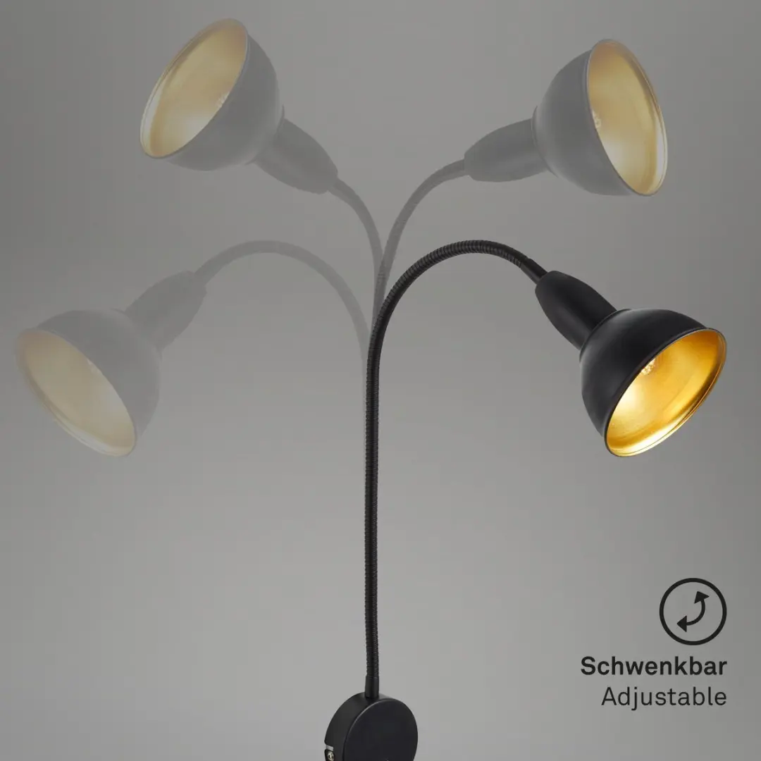Briloner Hygge Stekkerlamp Wandlamp E14 - 25W - Zwart-goud
