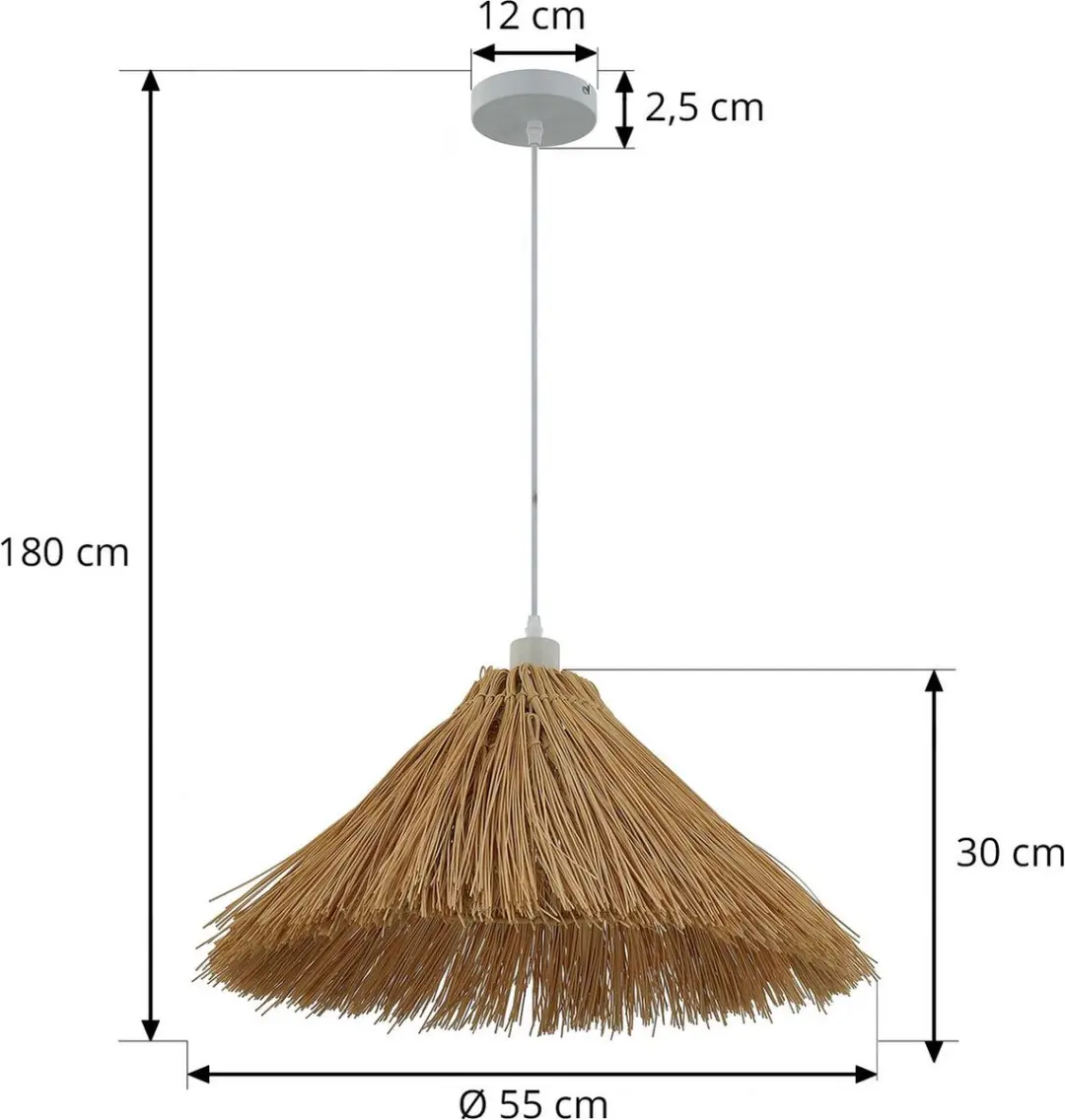 Lindby Hanglamp Watergras 1 Lichtpunt E27 - Hel hout