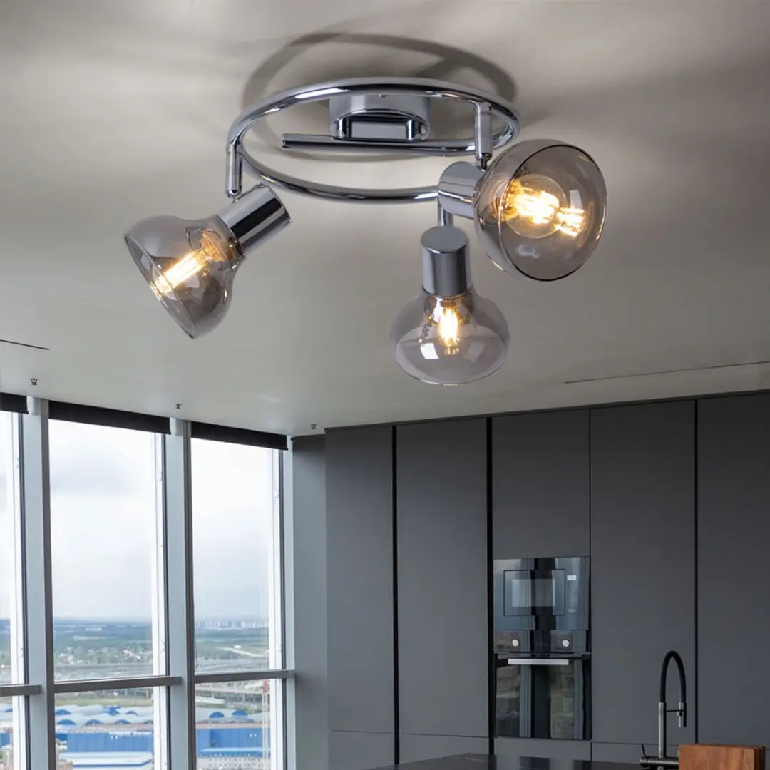 Globo Plafondlamp 3 Vlammen E14 - Ø25cm - Zilver