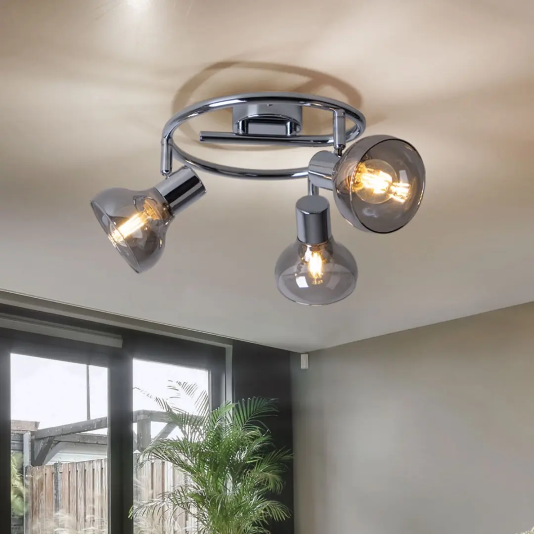 Globo Plafondlamp 3 Vlammen E14 - Ø25cm - Zilver - afbeelding 6 van 6