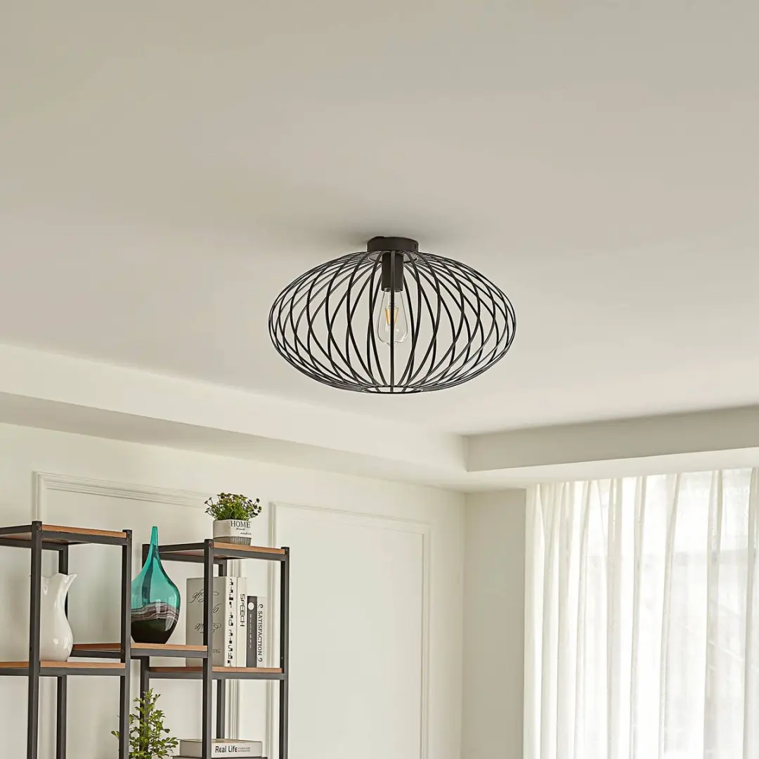 Lindby Plafondlamp 1 Licht E27 - 50cm Zwart - afbeelding 6 van 6