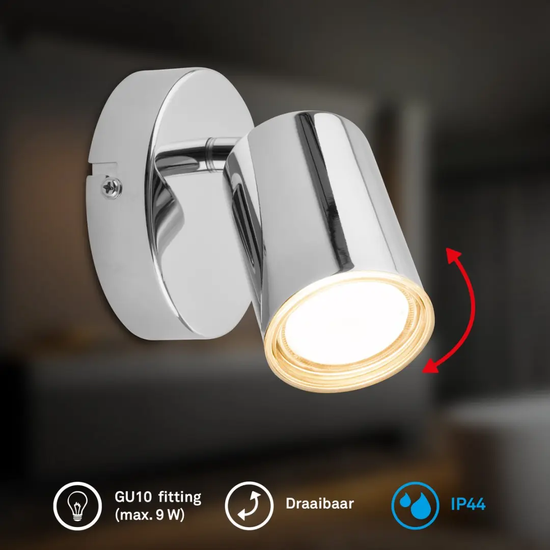 Briloner Nerida LED Wandlamp GU10 - Ø10cm - Zilver