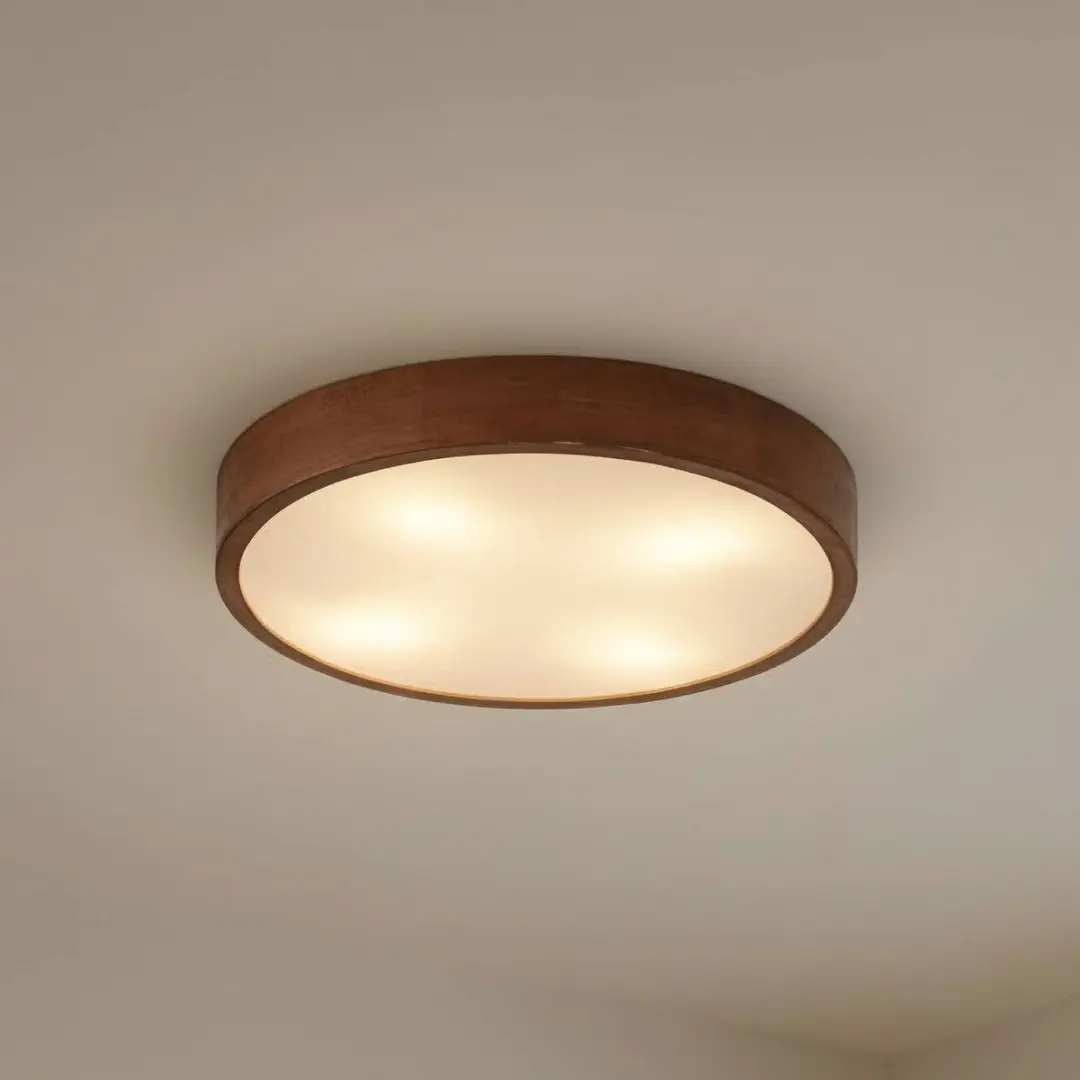 Lindby Plafondlamp Hout 4 Lichtpunten Walnoot/Wit - 50cm