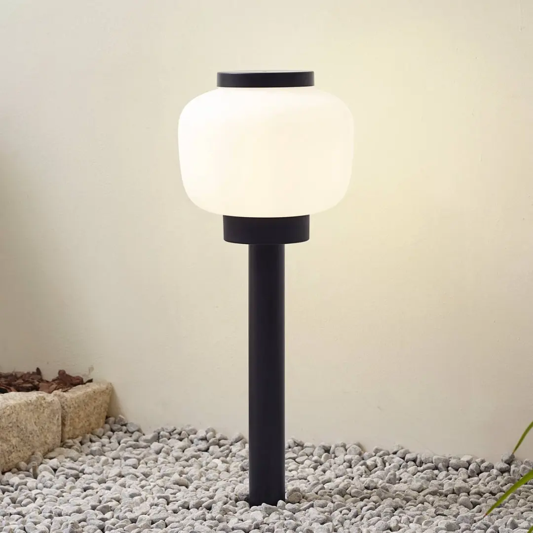 Lindby Terraslamp Aluminium/Polycarbonaat 1 Licht E27 - 60.3cm - Zwart/Wit