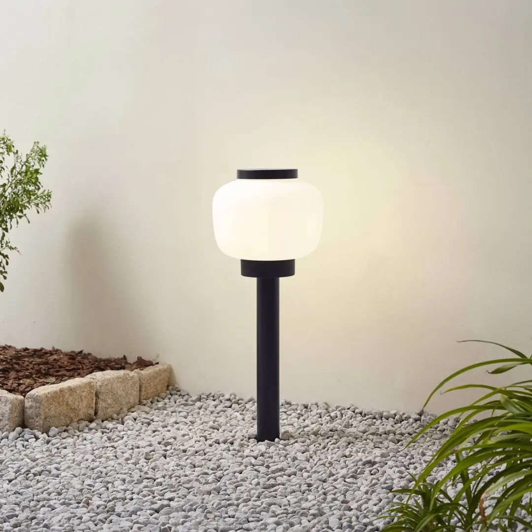 Lindby Terraslamp Aluminium/Polycarbonaat 1 Licht E27 - 60.3cm - Zwart/Wit