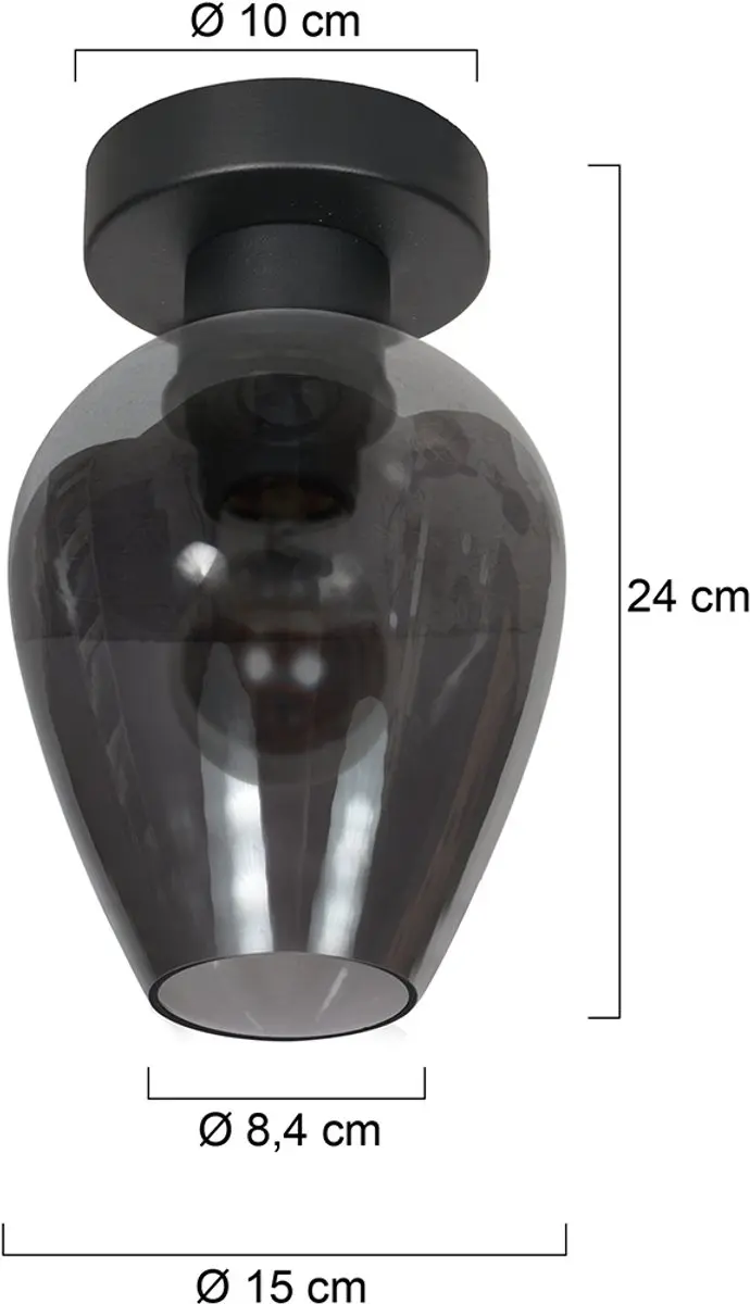 Steinhauer Drovia 4372ZW Plafonnier - 40W - Ø15cm - Zwart