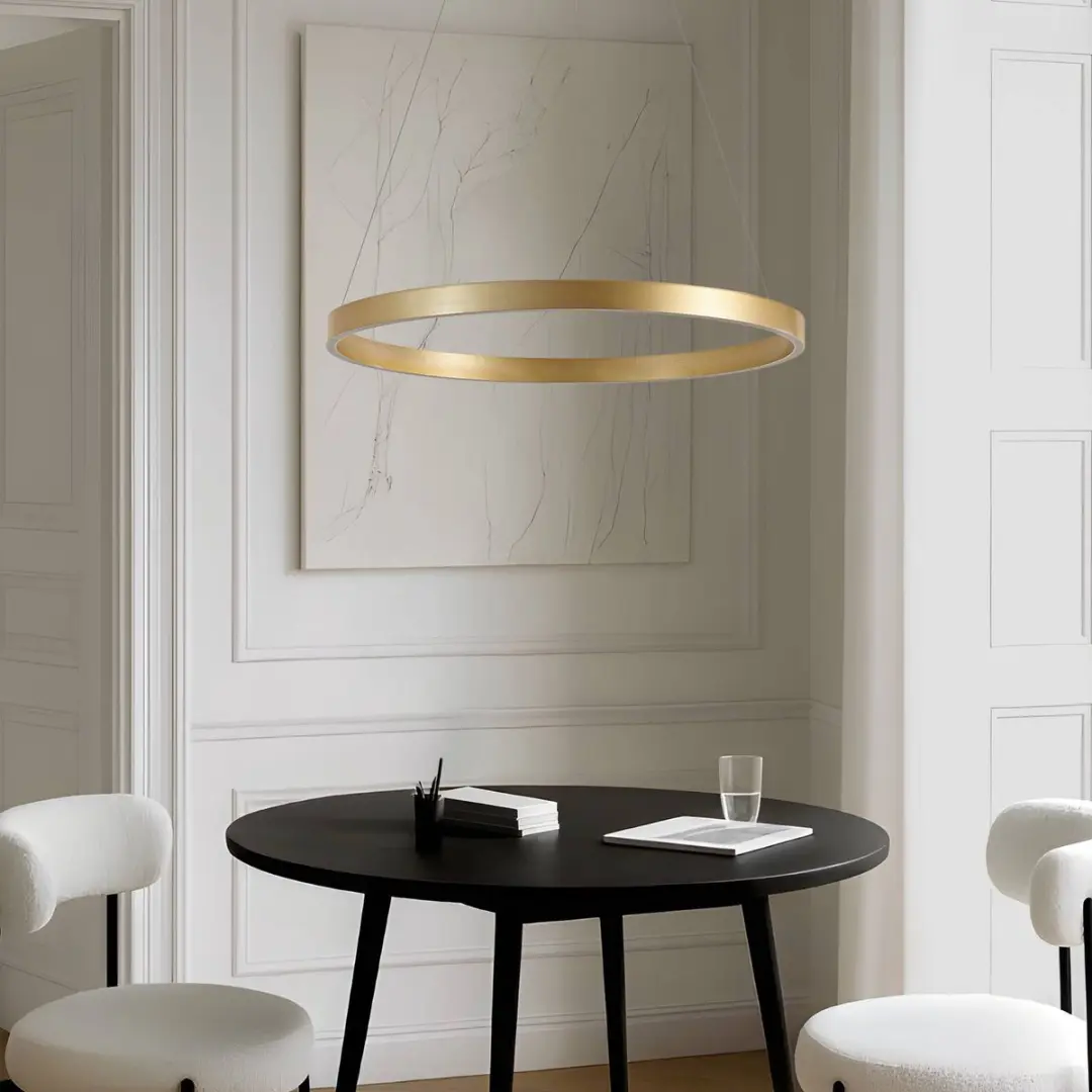 Lucande Hanglamp Metaal 80cm - 1 Lichtpunt - Dimbaar - Goud/Wit