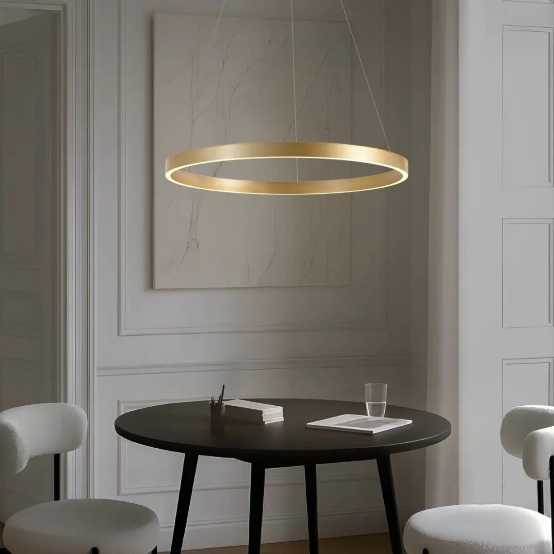 Lucande Hanglamp Metaal 80cm - 1 Lichtpunt - Dimbaar - Goud/Wit